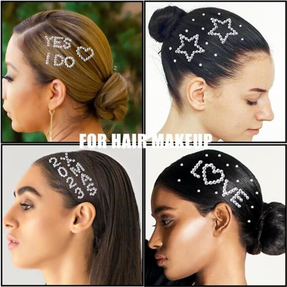 Hair Face Gems Jewels Self Adhesive Heart Numbers Letters  (5 Sheets, 463 Pcs) - Picture 2 of 6